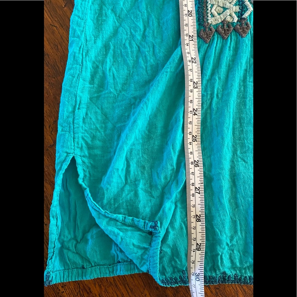 Johnny Was Biya Turquoise Embroidered Cotton Top M - Picture 9 of 11